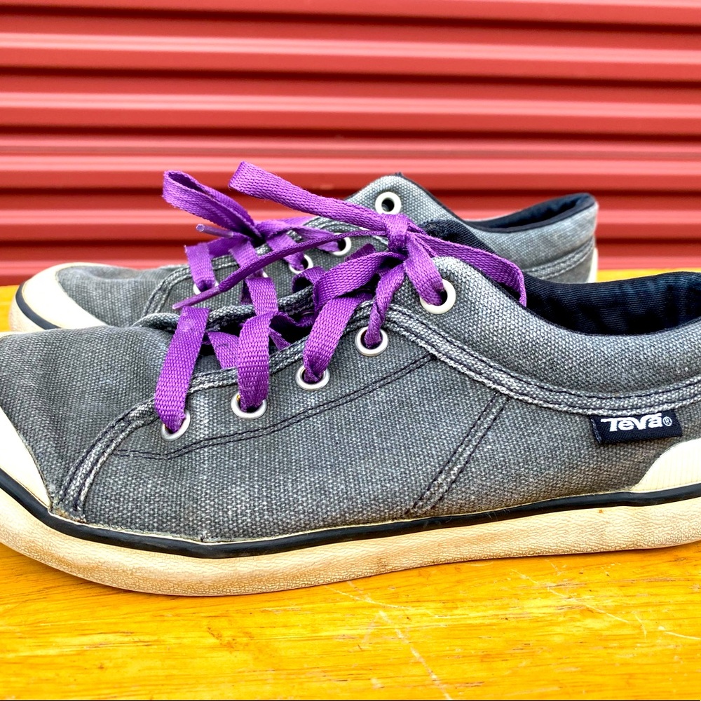 Teva Freewheel Washed Canvas Womens Gray Purple Comfort Walk Sneakers Size 7